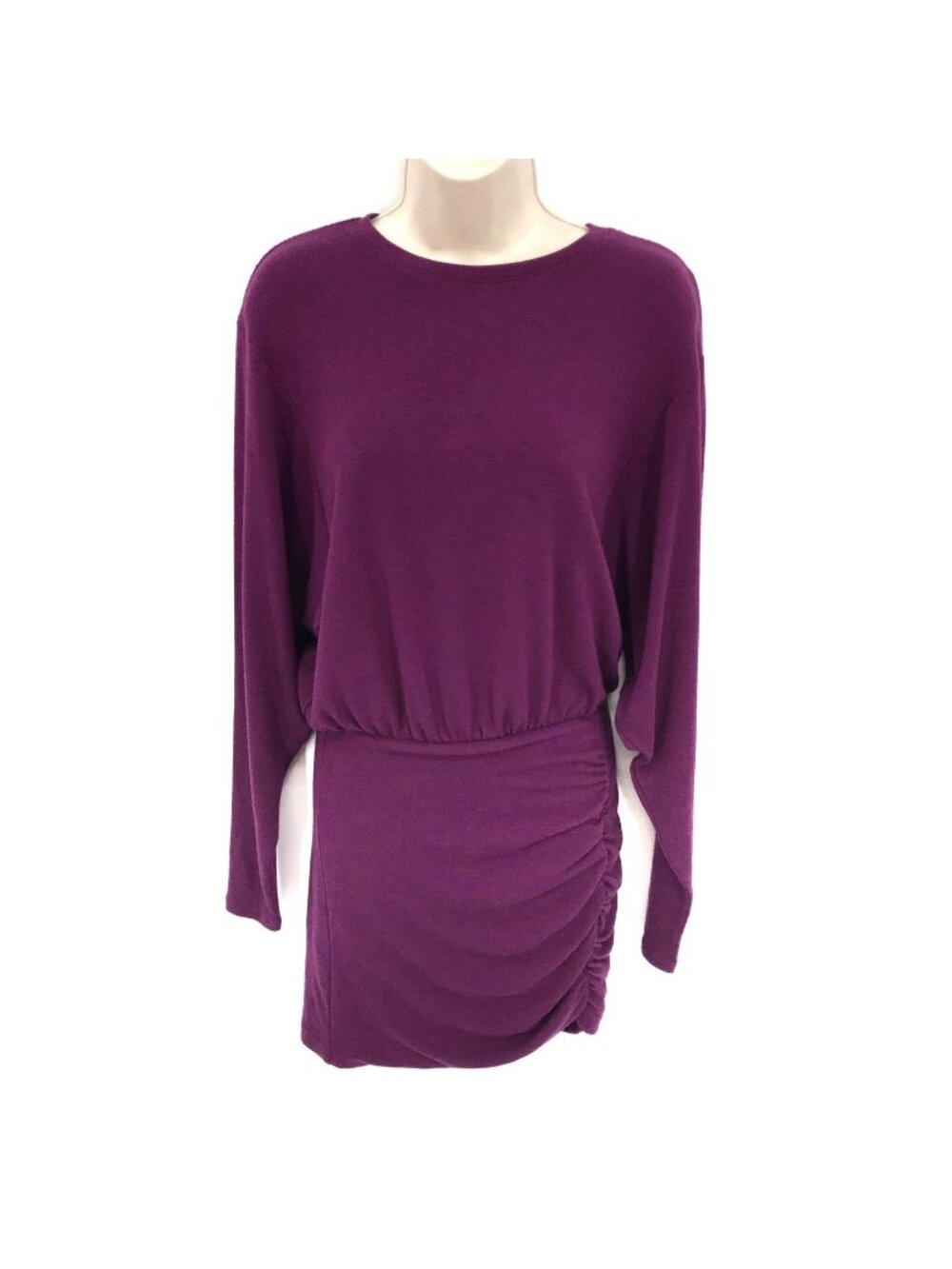 Something Navy Womens Purple Long-Sleeve Ruched Mini Dress XS